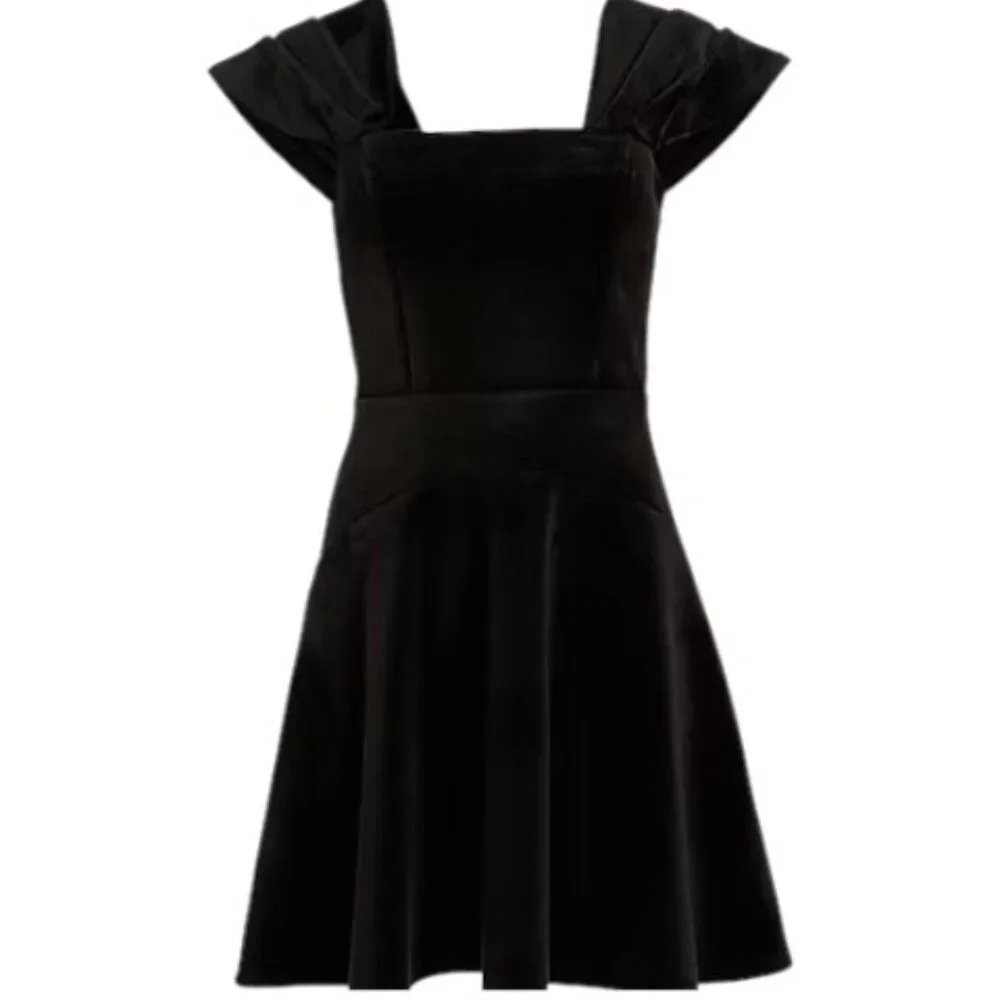 EXPRESS Off The Shoulder Mini COCKTAIL PARTY BLACK VELVET Dress XS NWT - Picture 5 of 9